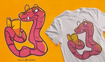 Reading snake cartoon t-shirt design