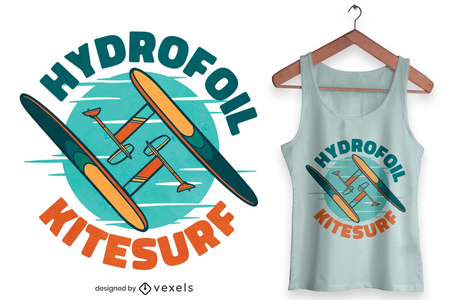 Design de camiseta esportiva de kitesurf hidrofólio