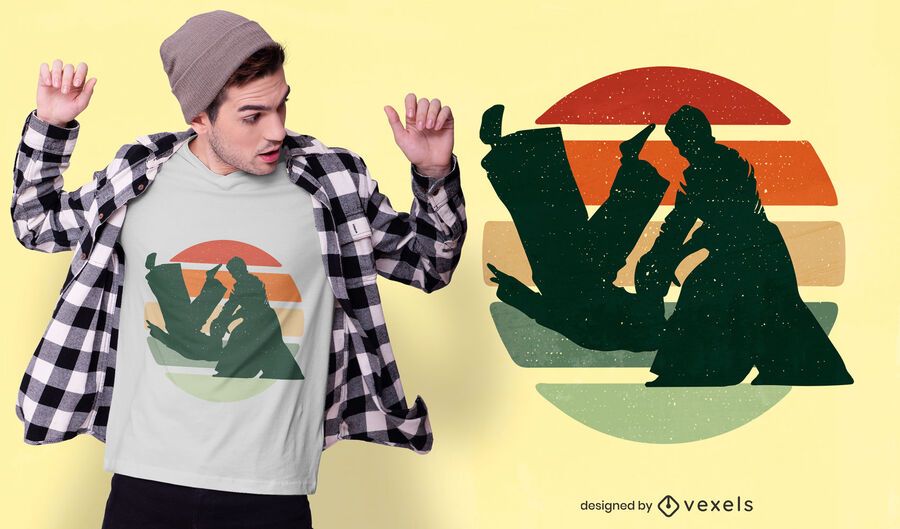 Retro sunset jiujitsu t-shirt design Retro sunset jiujitsu t-shirt design