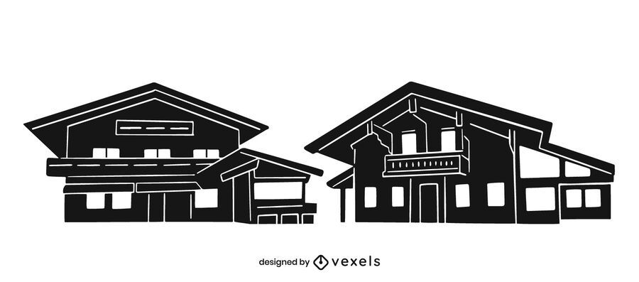 House huts cut-out silhouette set House huts cut-out silhouette set