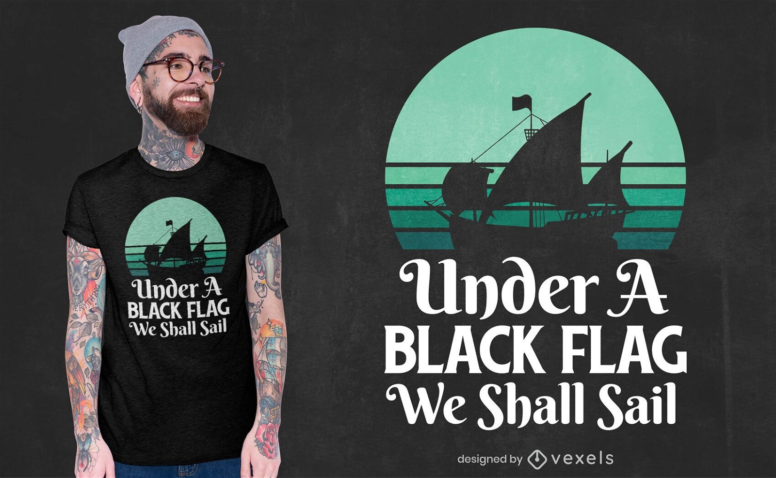 Design de camiseta com citação de pirata