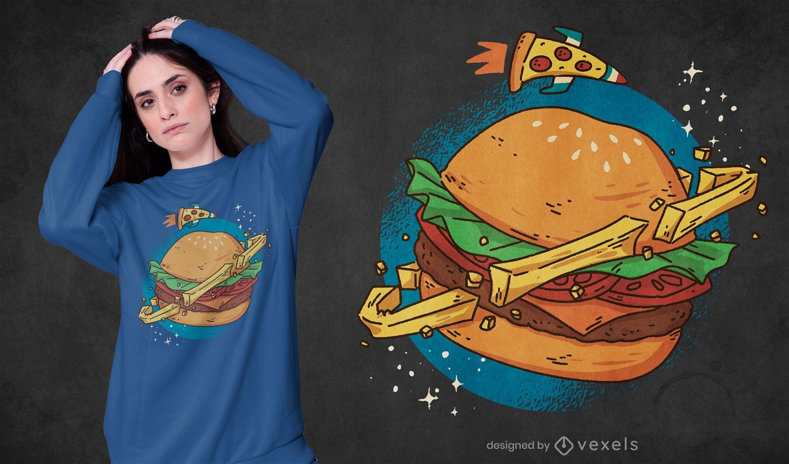 Dise?o de camiseta burger planet
