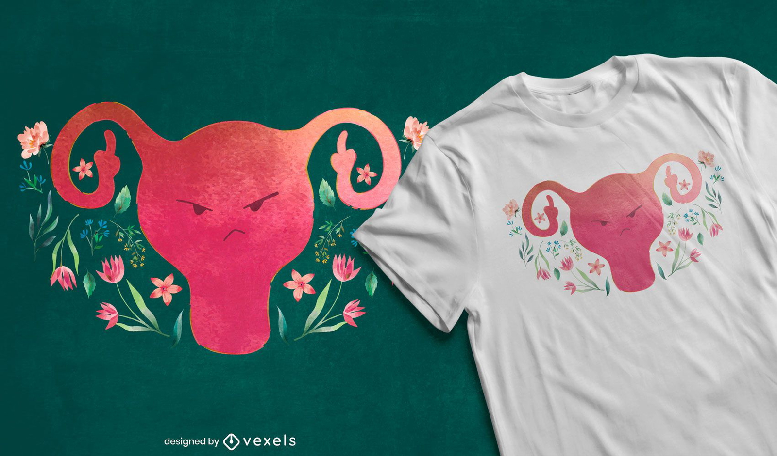 Uterus middle finger t-shirt design