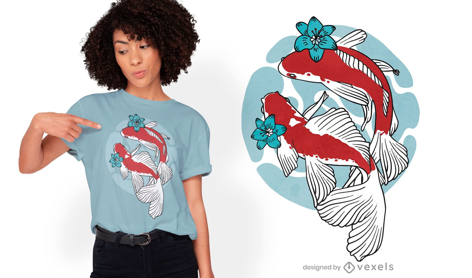 Koi fish swimming t-shirt design