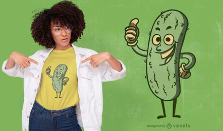 Diseño de camiseta de pulgar hacia arriba de dibujos animados de pickle