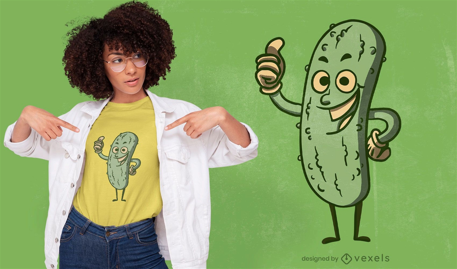 Pickle cartoon thumbs-up t-shirt design