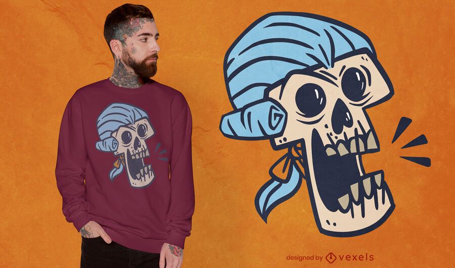Powdered wig skull t-shirt design Powdered wig skull t-shirt design
