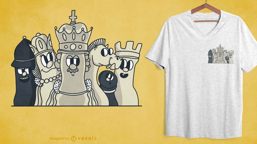 Chess characters pocket t-shirt design Chess characters pocket t-shirt design