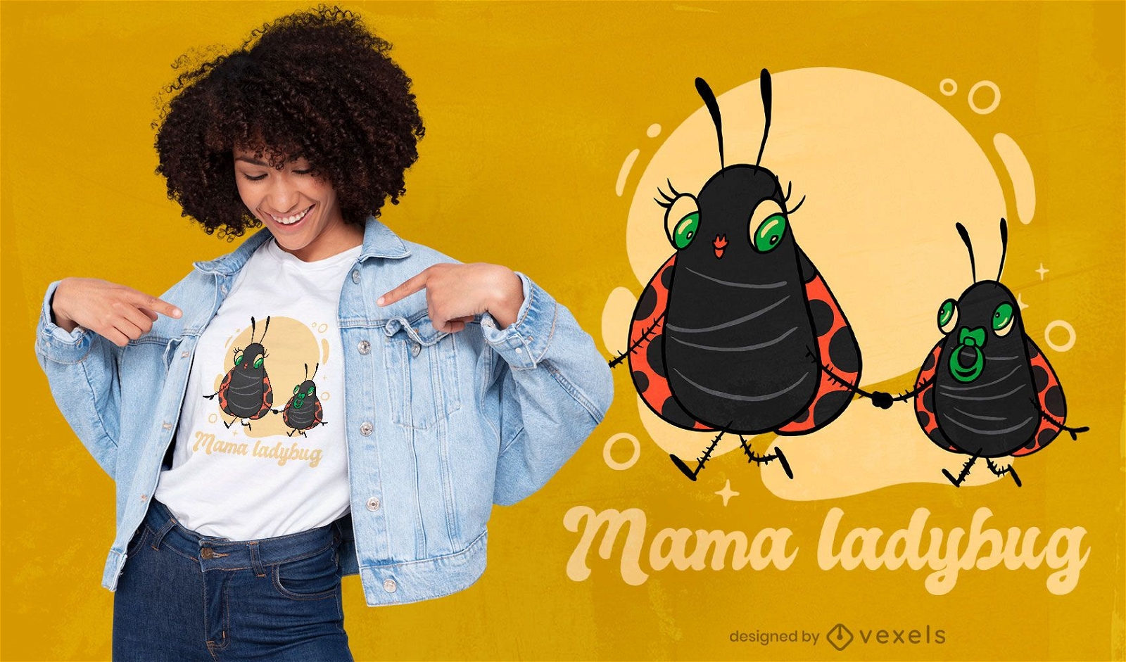 Design da t-shirt da Mama Joaninha