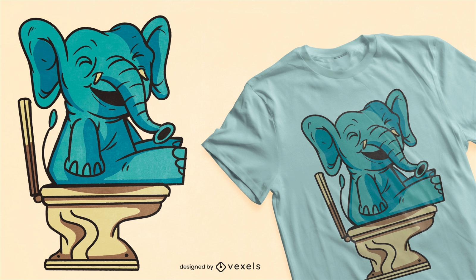 Design de camiseta de toalete elefante