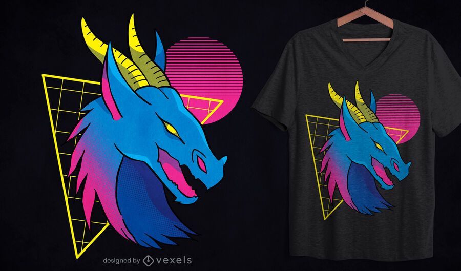 Neon dragon face t-shirt design Neon dragon face t-shirt design