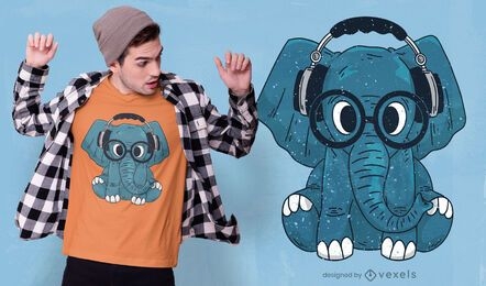 Elephant with glasses t-shirt design