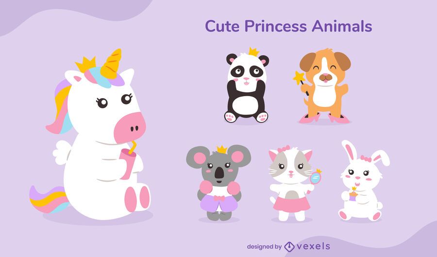 Lindo conjunto de animales princesa Lindo conjunto de animales princesa