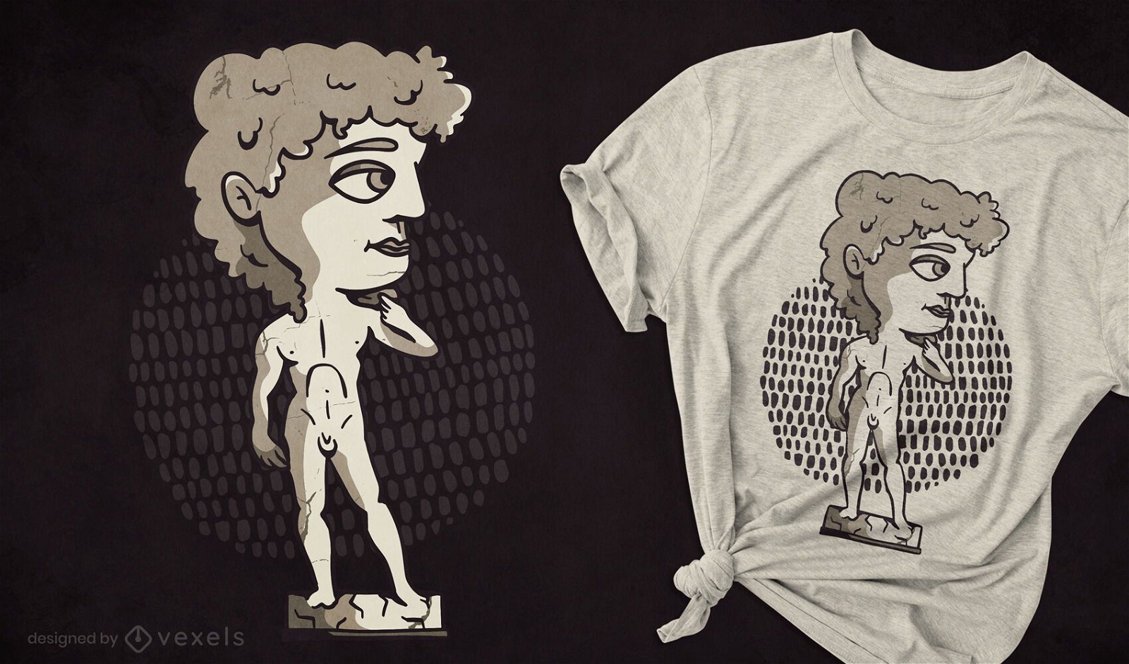 Diseño de camiseta chibi estatua de david