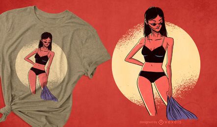 Model with bikini t-shirt design Model with bikini t-shirt design