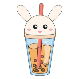 Bubble tea rabbit cap color stroke 