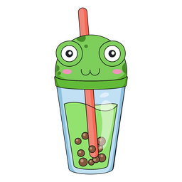Bubble tea frog cap color stroke  Transparent PNG