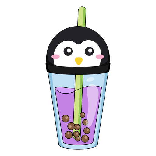 Bubble tea penguin cap color stroke 