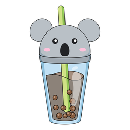 Bubble tea koala cap color stroke  PNG Design