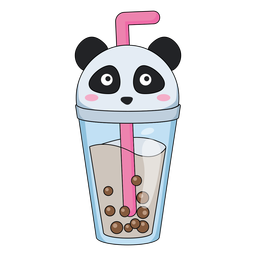 Bubble tea panda cap color stroke 