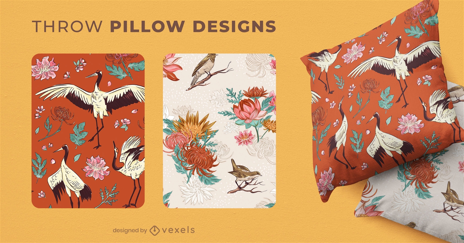 Chinese nature throw pillow designs