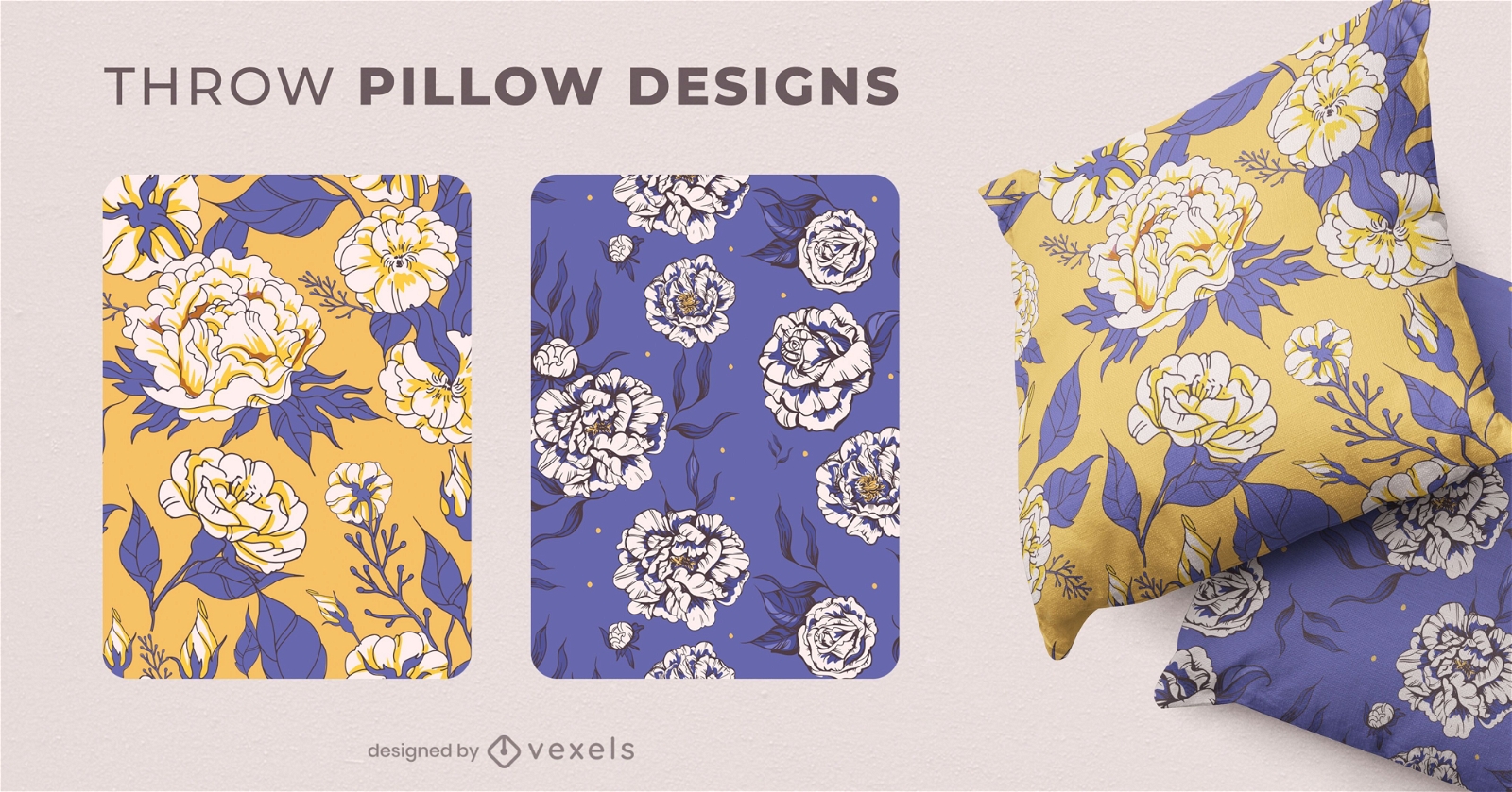 Blooming flowers throw pillow designs