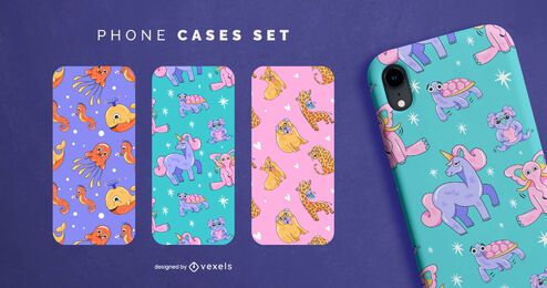 Conjunto de caja de teléfono de animales de dibujos animados