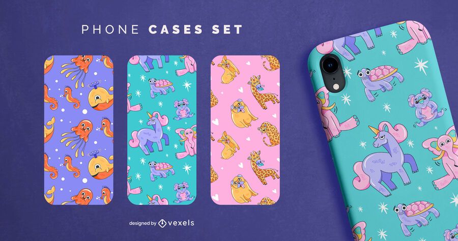 Conjunto de caja de teléfono de animales de dibujos animados Conjunto de caja de teléfono de animales de dibujos animados