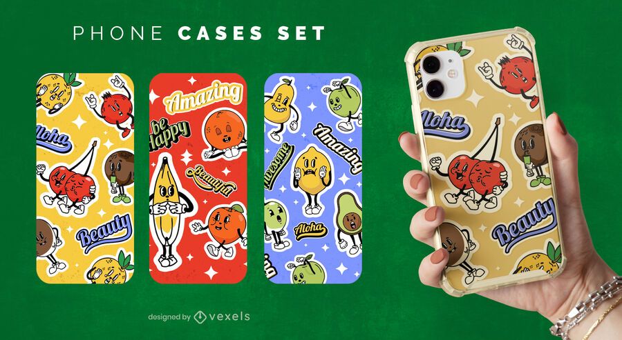 Cartoon fruits phone case set Cartoon fruits phone case set