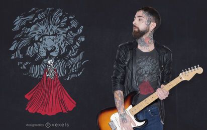 Lion with rose t-shirt design