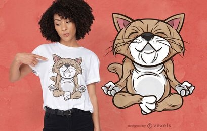 Diseño de camiseta de gato de yoga