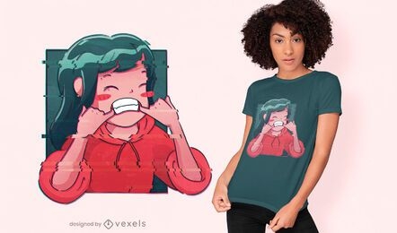 Anime glitch girl t-shirt design