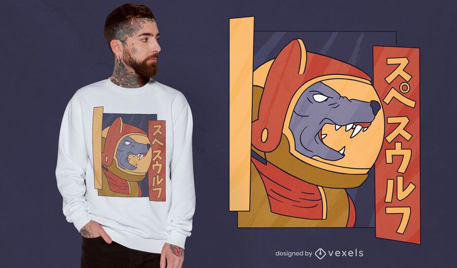 Astronaut dog japanese t-shirt design Astronaut dog japanese t-shirt design