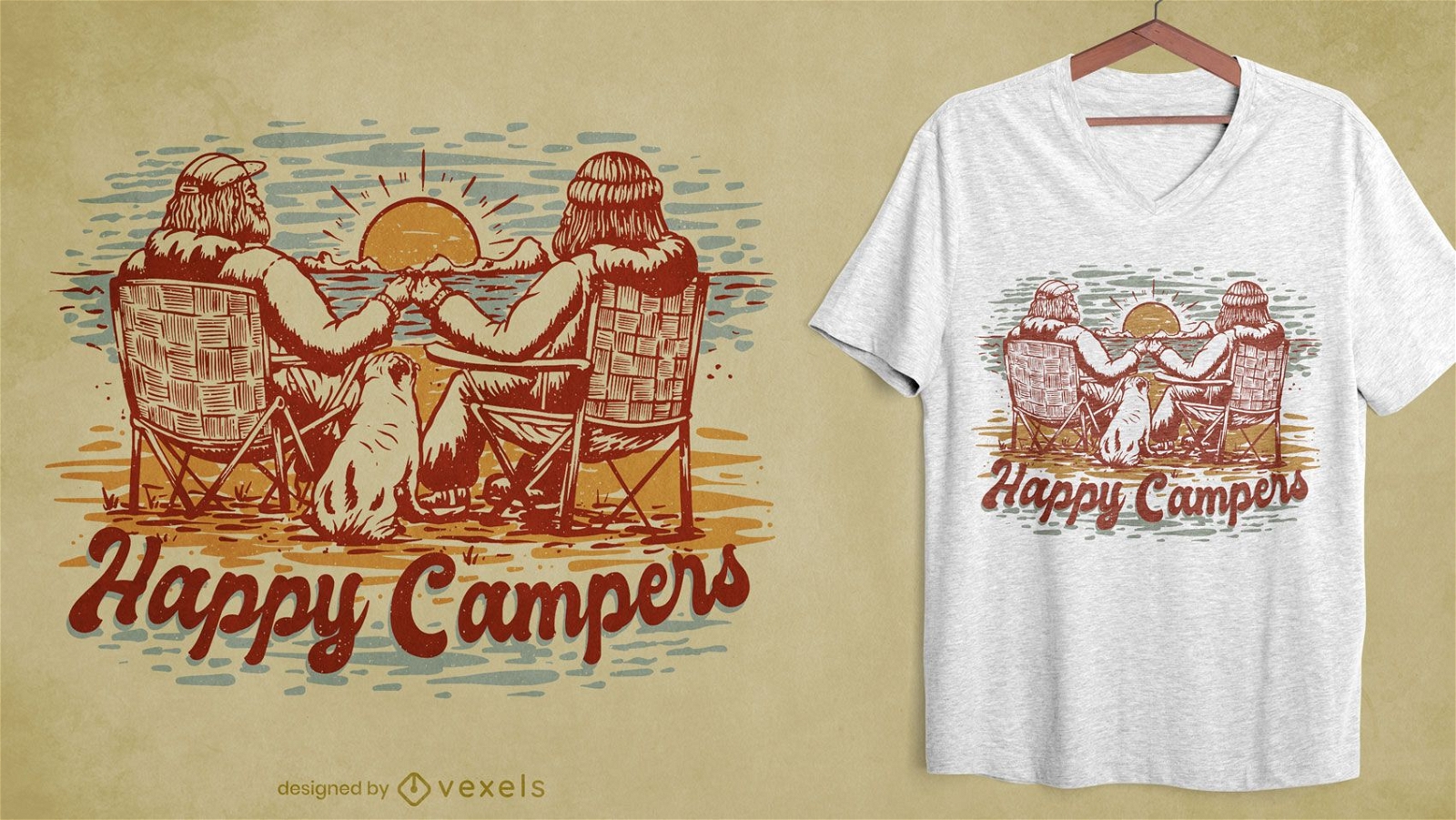 Camping hand-drawn t-shirt design