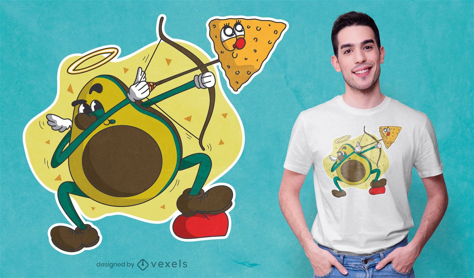 Avocado cupid cartoon t-shirt design