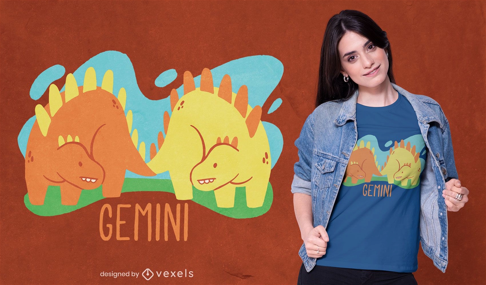 Design de camiseta de dinossauro Gemini