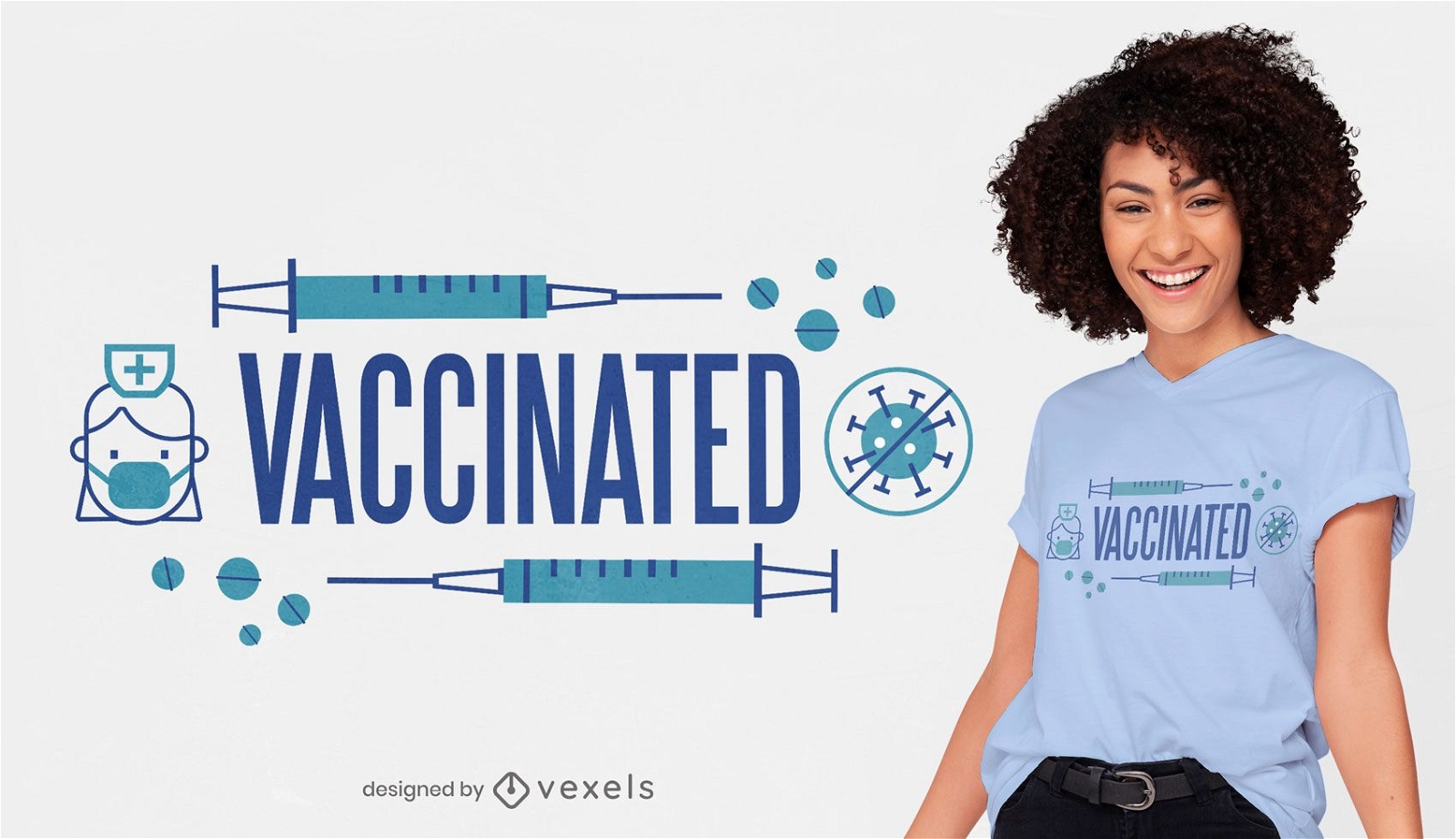 Design de camiseta vacinada contra coronav?rus