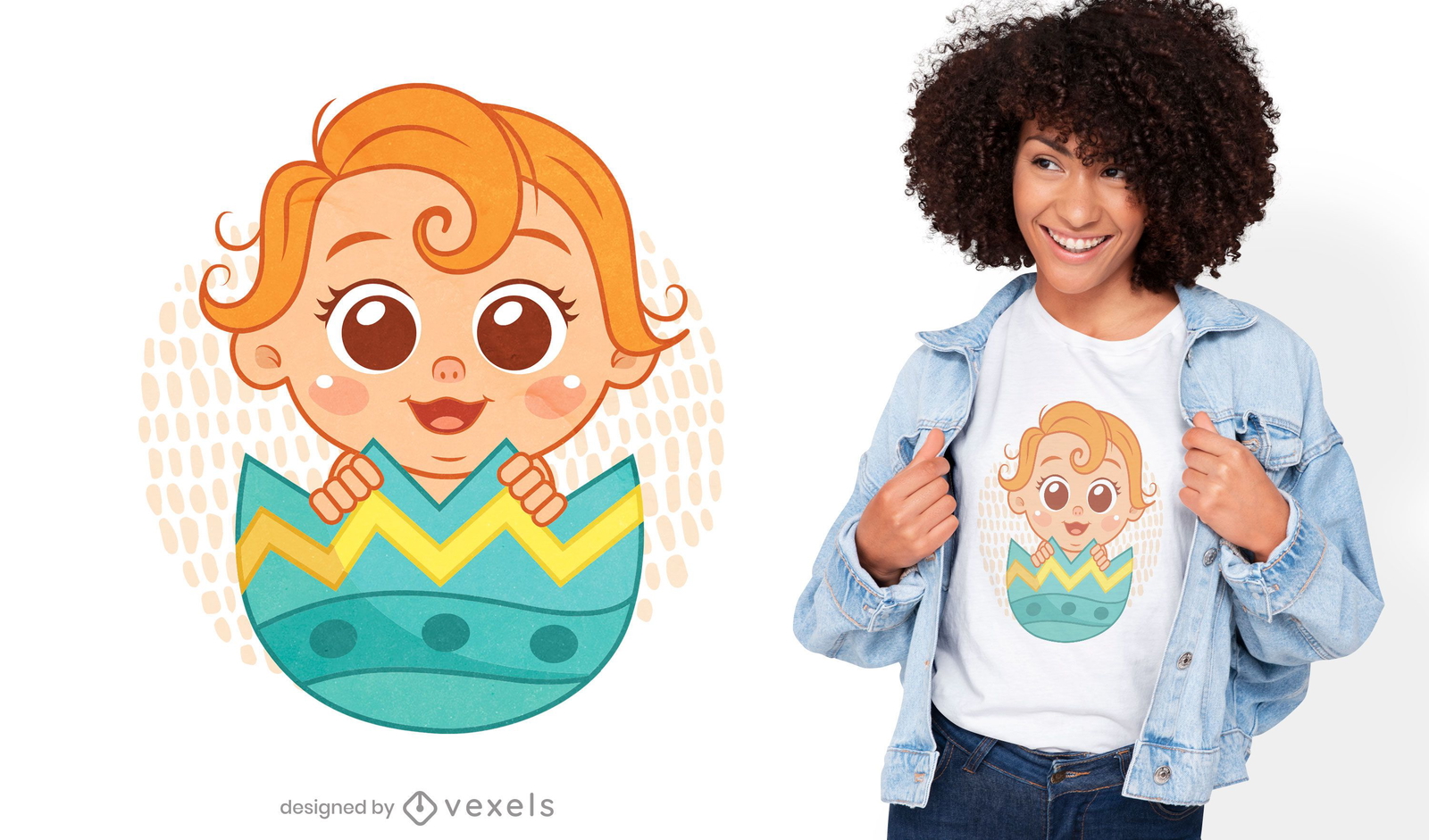 Bebê dentro do ovo da Páscoa com design de camiseta