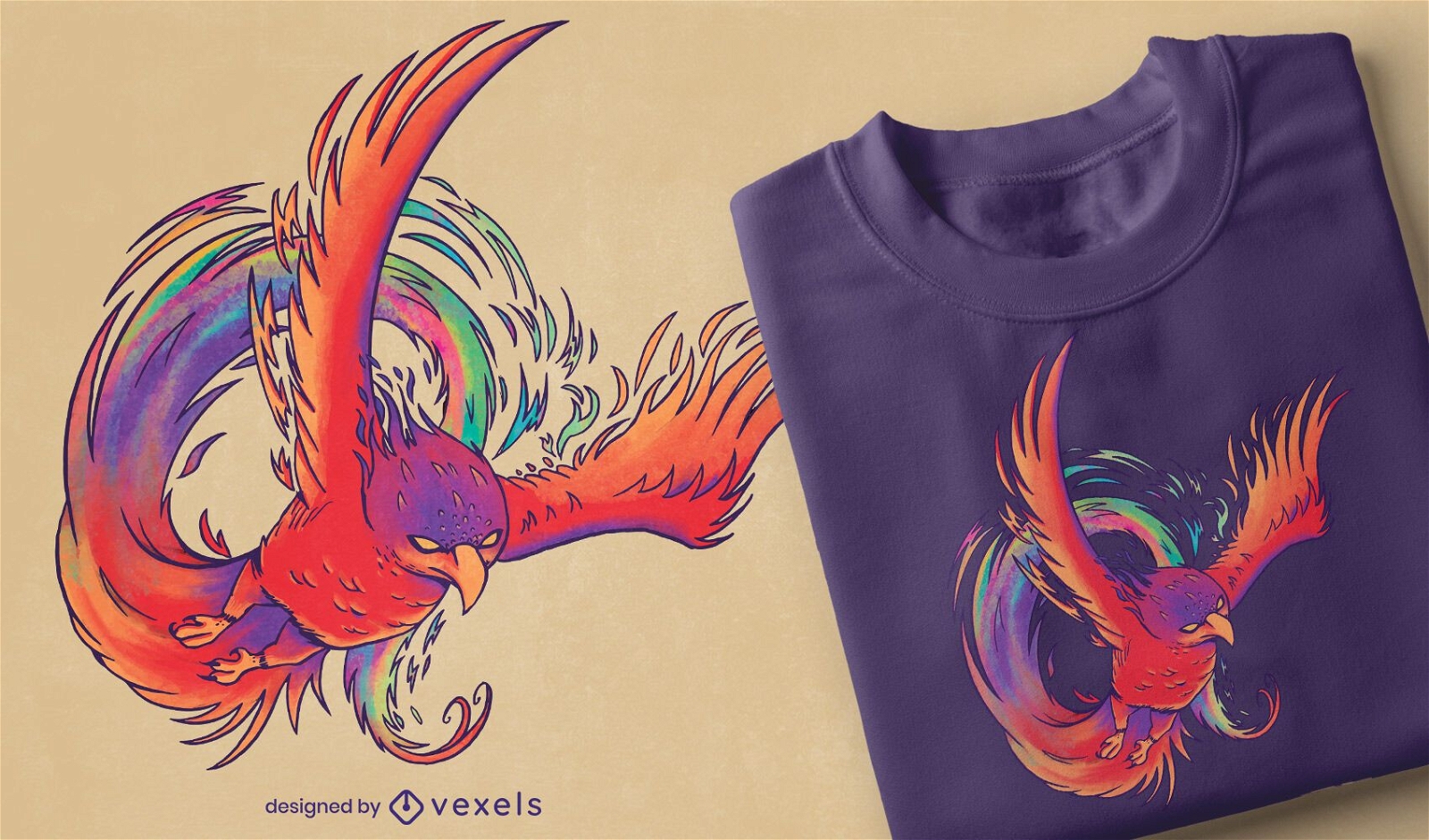 Colorful phoenix t-shirt design
