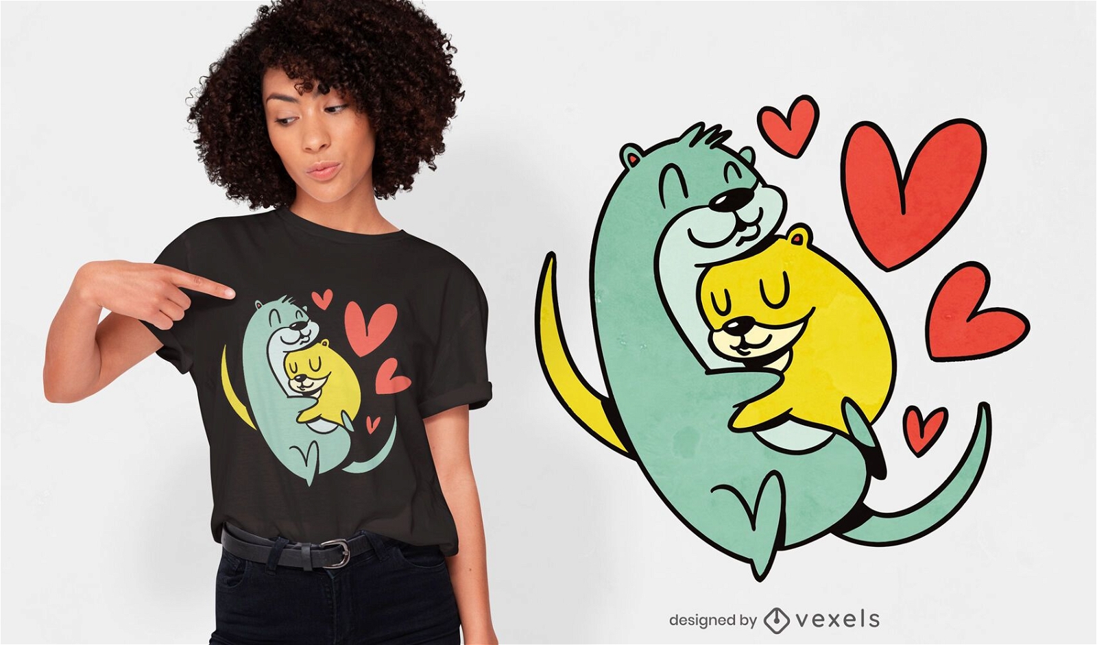 Hugging otters t-shirt design