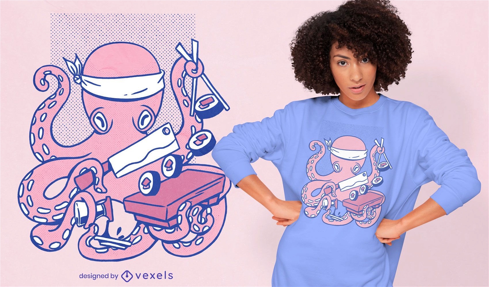 Octopus sushi chef t-shirt design
