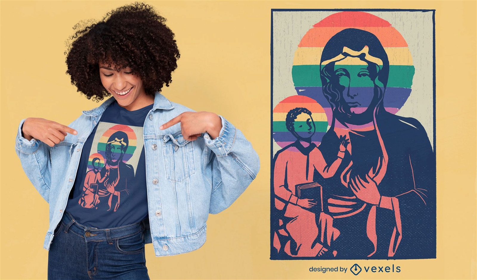 Design de camisetas da Virgem Maria e Jesus