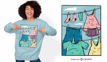 Wäsche hängendes T-Shirt Design