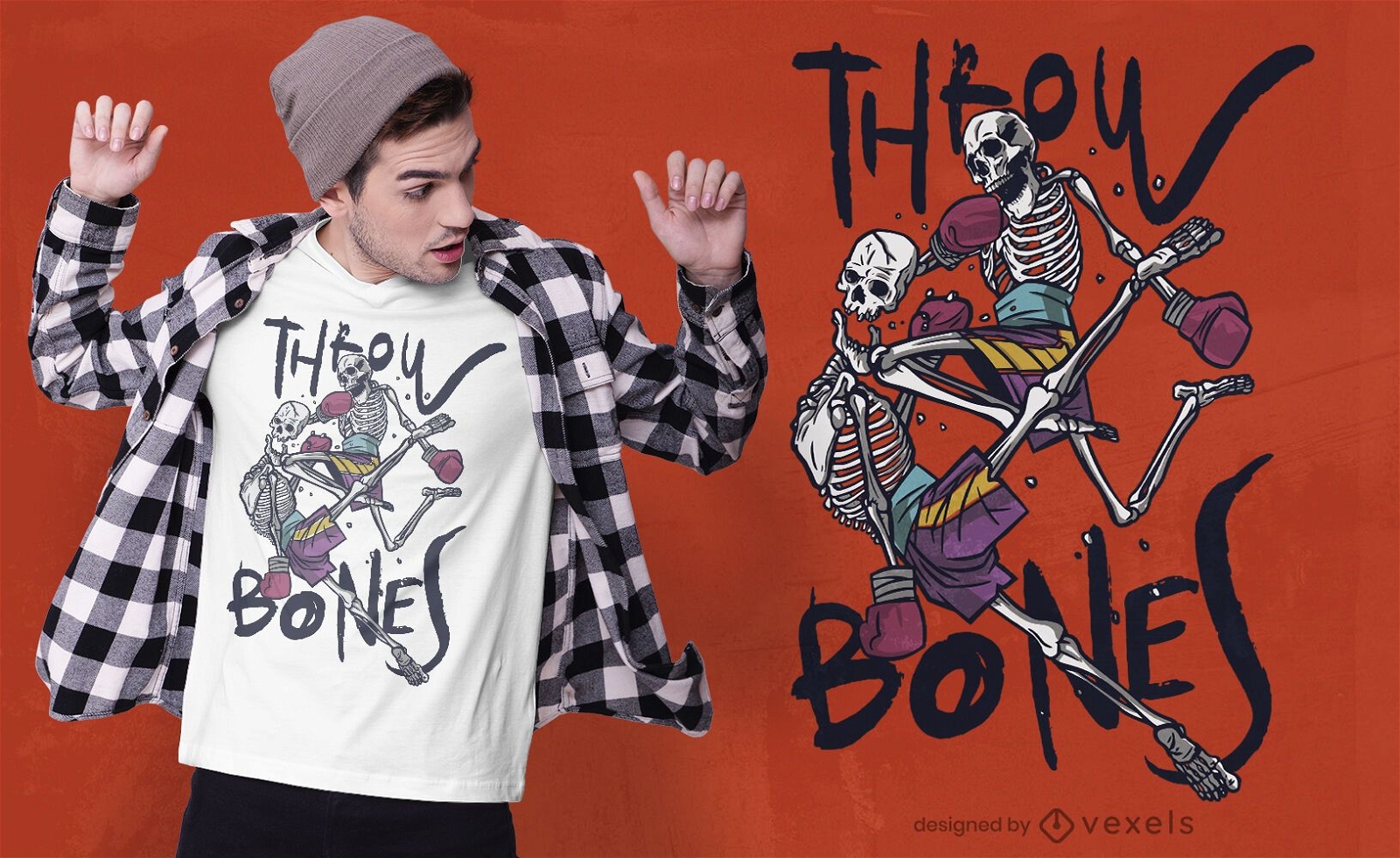 Design de camisetas de esqueletos de artes marciais