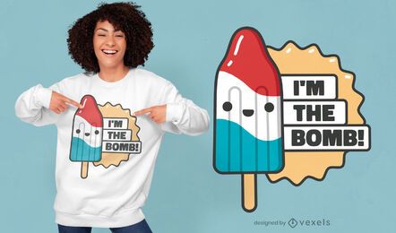 Eu sou o design da camiseta com a frase da bomba