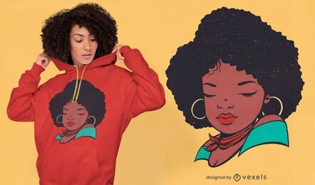 Diseño de camiseta mujer afro