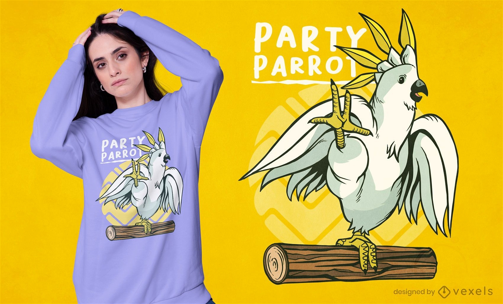 Diseño de camiseta de pájaro loro de fiesta