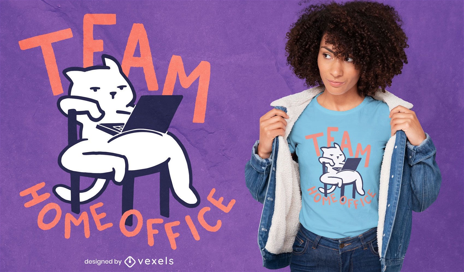 Team Home Office Katze T-Shirt Design