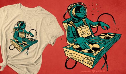 Astronaut DJing Raum T-Shirt Design