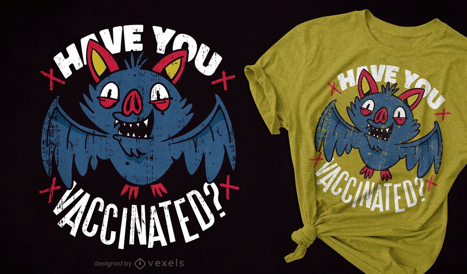 Design de camiseta com citações de morcego vacinal